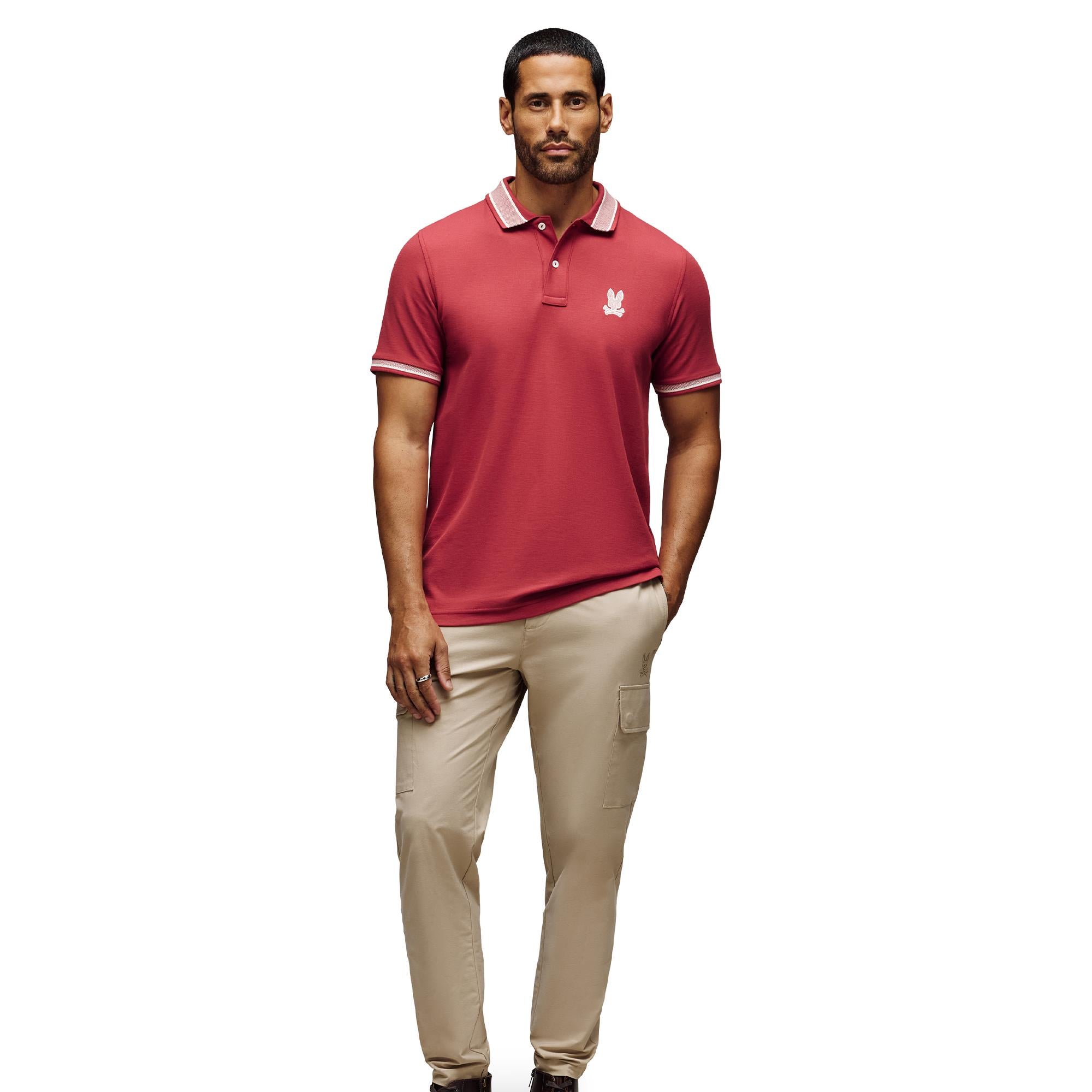 Psycho Bunny Harlow Pique Mens Polo Shirt Garnet